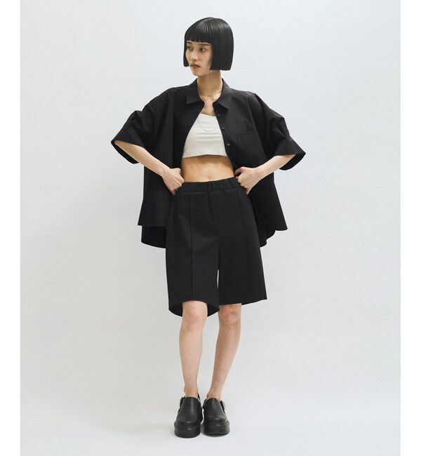 ADAM ET ROPE'「【サステナブル】バウンスカフステントラインシャツ」|シャツ・ブラウス|