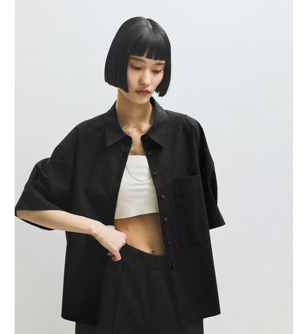 ADAM ET ROPE'「【サステナブル】バウンスカフステントラインシャツ」|シャツ・ブラウス|