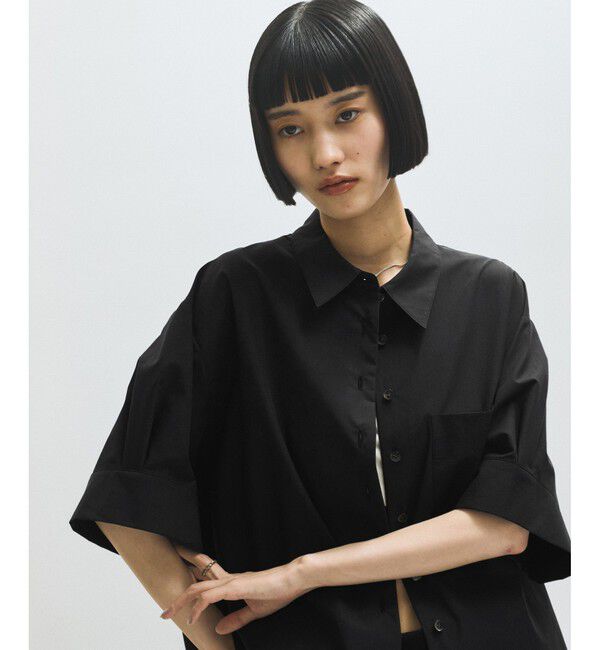 ADAM ET ROPE'「【サステナブル】バウンスカフステントラインシャツ」|シャツ・ブラウス|