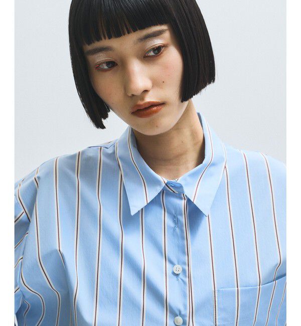 ADAM ET ROPE'「【サステナブル】バウンスカフステントラインシャツ」|シャツ・ブラウス|