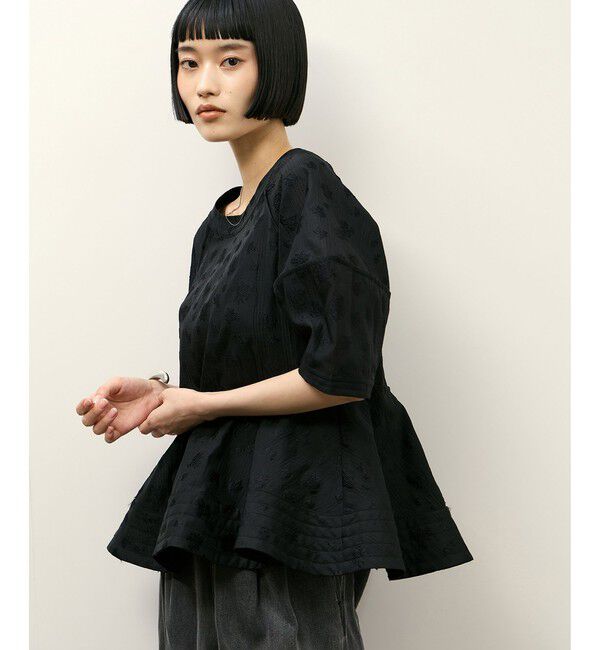 ADAM ET ROPE'「コクーンスリーブペプラムトップス」|シャツ・ブラウス|ブラック(01)