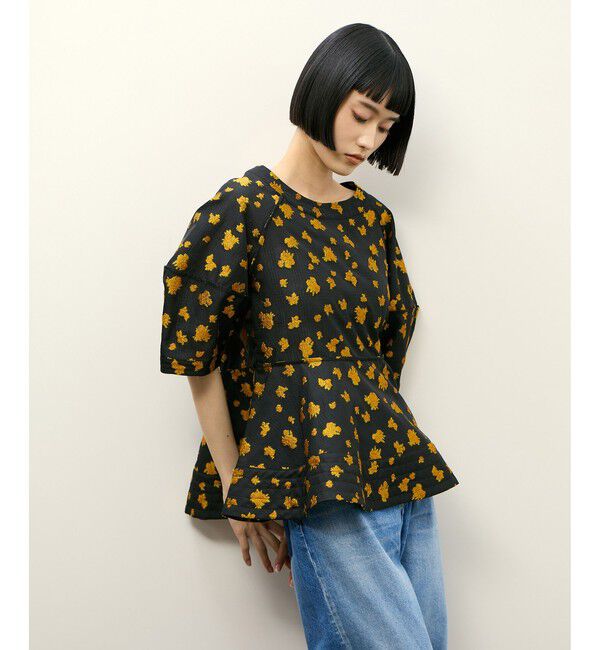 ADAM ET ROPE'「コクーンスリーブペプラムトップス」|シャツ・ブラウス|ブラック系(04)