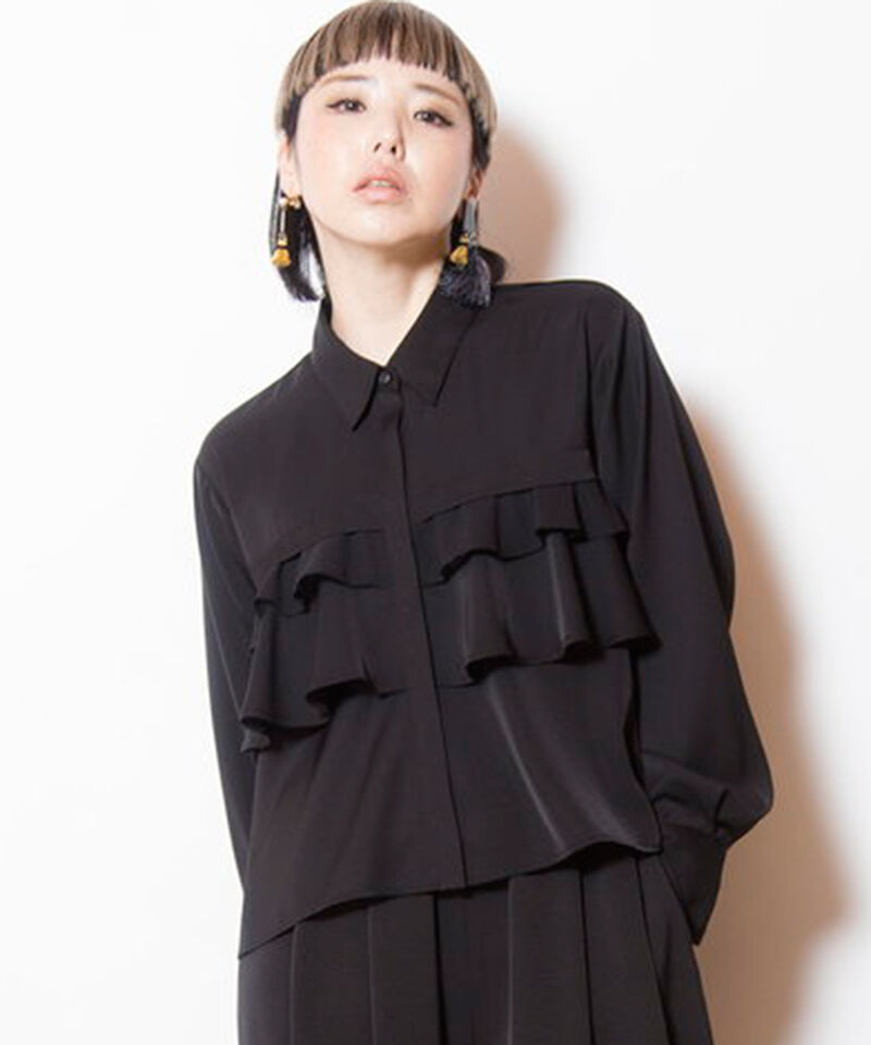  「ティアードフリルブラウス」|シャツ・ブラウス|BLACK