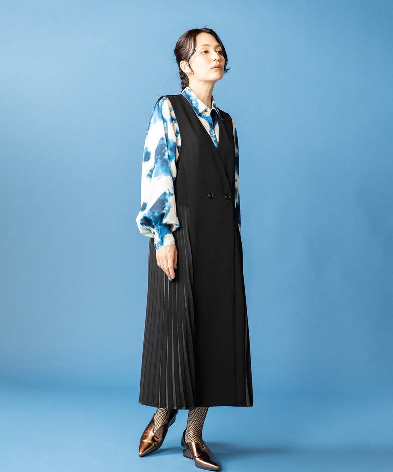  「サイドプリーツジレワンピース」|ジャンパースカート|