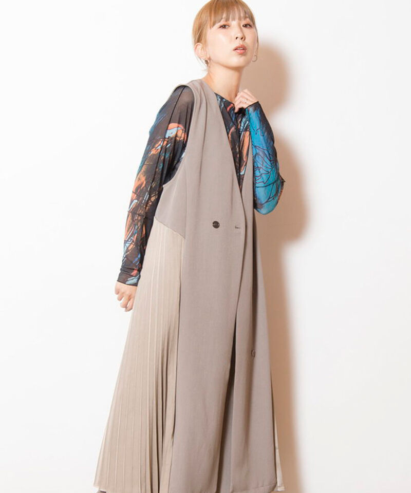  「サイドプリーツジレワンピース」|ジャンパースカート|GRAYBEIGE