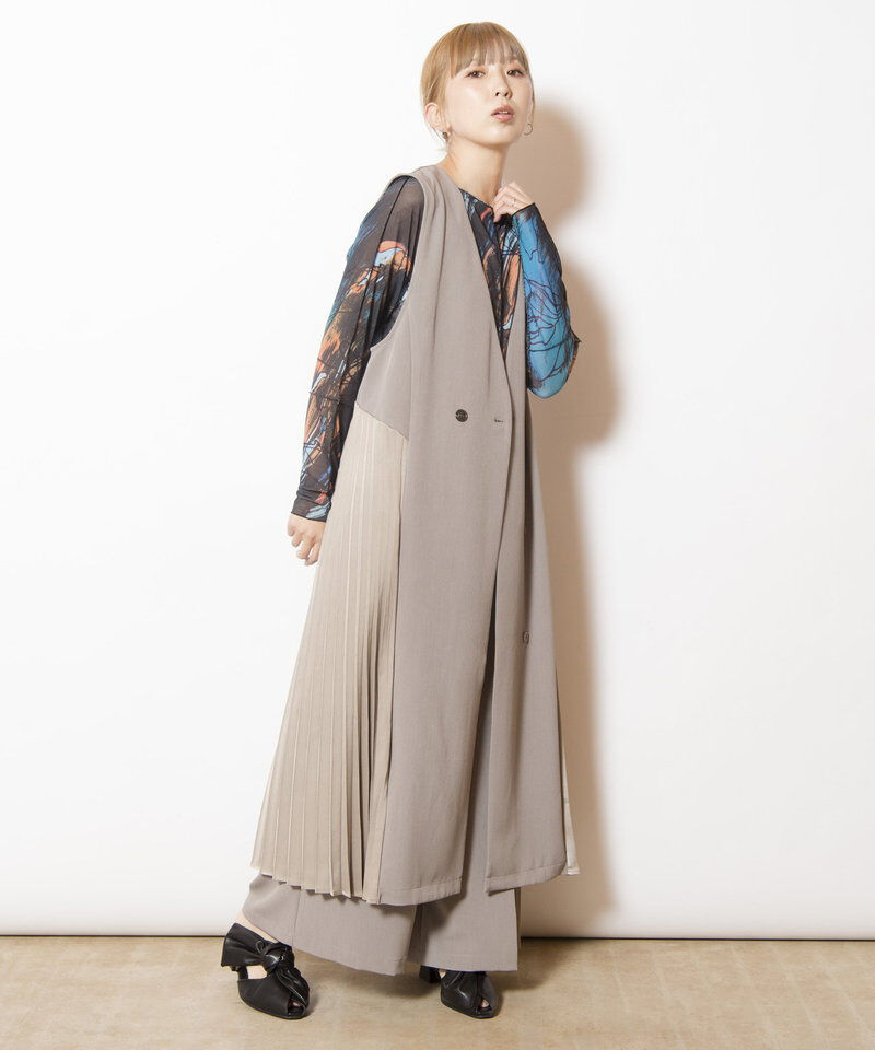  「サイドプリーツジレワンピース」|ジャンパースカート|