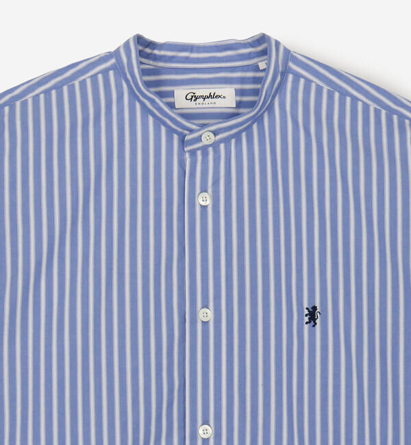 GYMPHLEX「Gymphlex | タイプライター バンドカラー長袖シャツ STRIPE MEN」|シャツ・ブラウス|