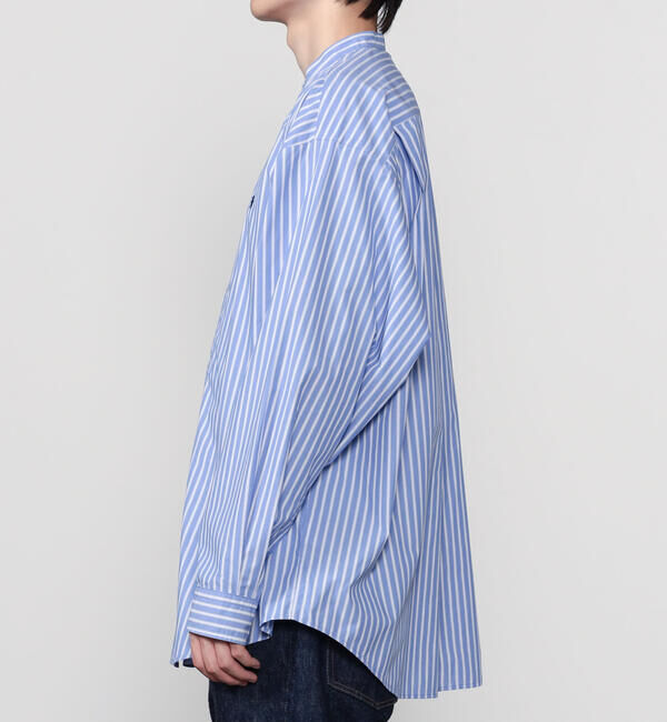 GYMPHLEX「Gymphlex | タイプライター バンドカラー長袖シャツ STRIPE MEN」|シャツ・ブラウス|