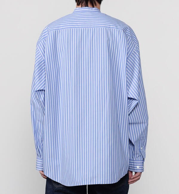 GYMPHLEX「Gymphlex | タイプライター バンドカラー長袖シャツ STRIPE MEN」|シャツ・ブラウス|