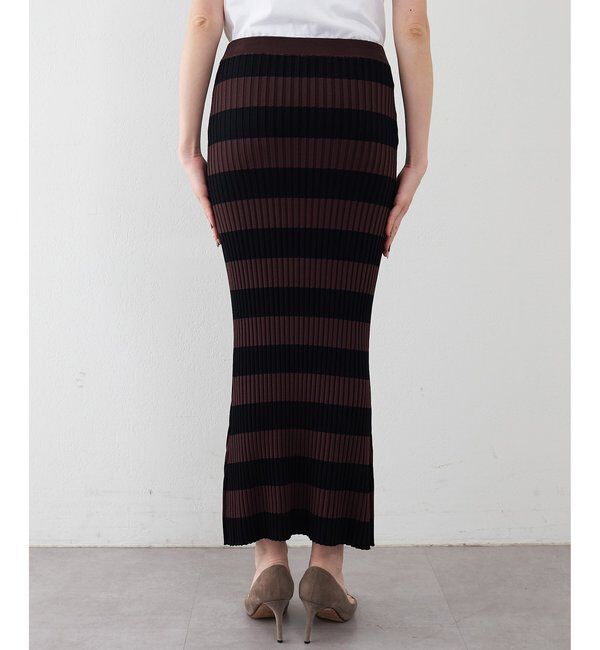  「ボーダーニットフィットスカート」|スカート|