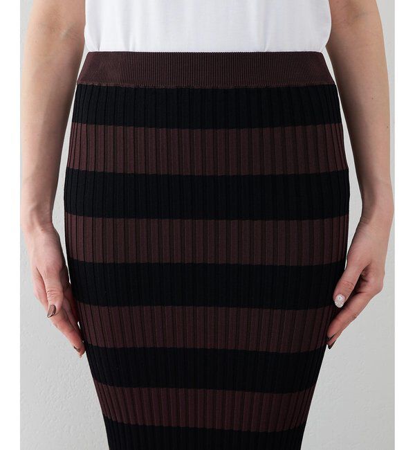  「ボーダーニットフィットスカート」|スカート|