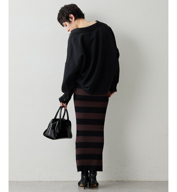  「ボーダーニットフィットスカート」|スカート|