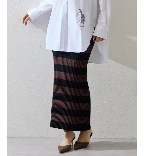  「ボーダーニットフィットスカート」|スカート|