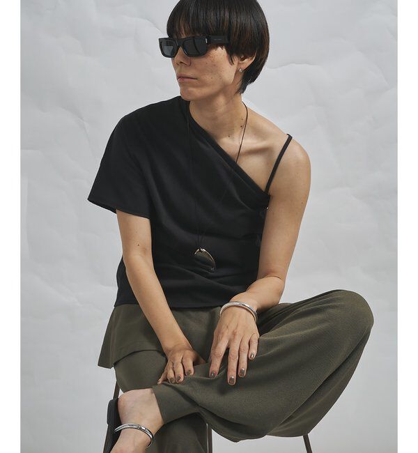 GEMINI「【GEMINI】ワンショルダーカットソー」|Tシャツ・カットソー|チャコールグレー