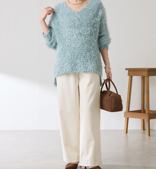  「ビーンズヤーンVネックニット」|ニット・セーター|