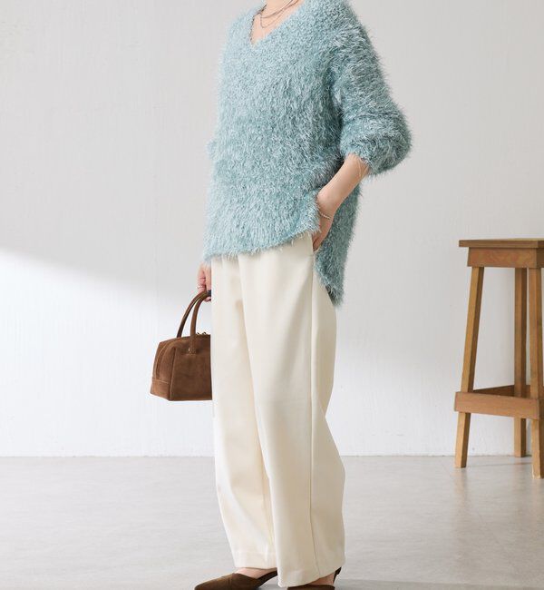  「ビーンズヤーンVネックニット」|ニット・セーター|