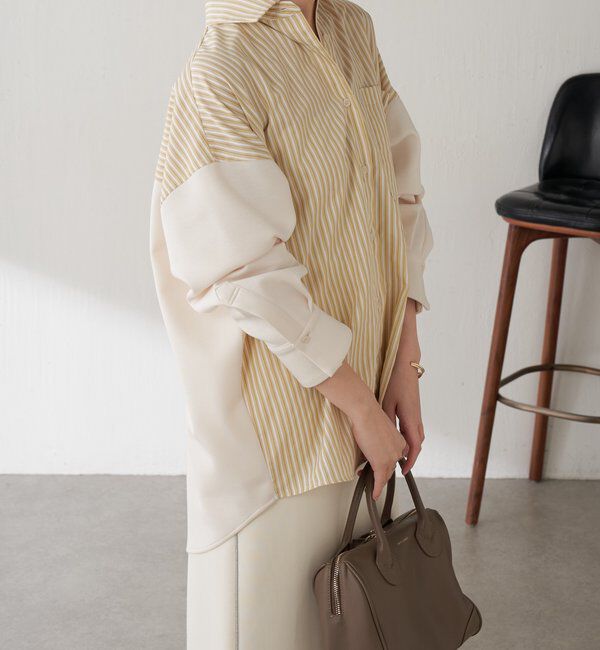  「【冬から着れる】ポンチドッキングシャツ」|シャツ・ブラウス|