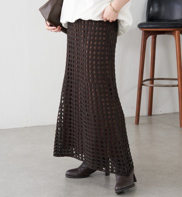  「【マルチに使える】透かし編みロングスカート」|スカート|