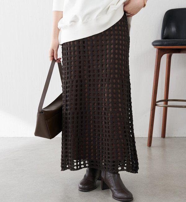  「【マルチに使える】透かし編みロングスカート」|スカート|