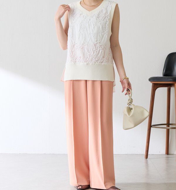  「【大人のレースアイテム】ノースリーブバテンレースブラウス」|シャツ・ブラウス|