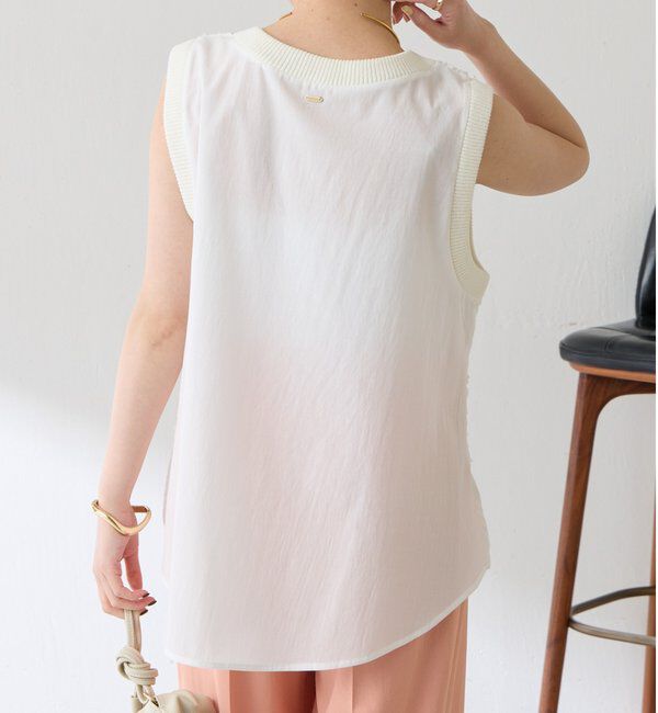  「【大人のレースアイテム】ノースリーブバテンレースブラウス」|シャツ・ブラウス|