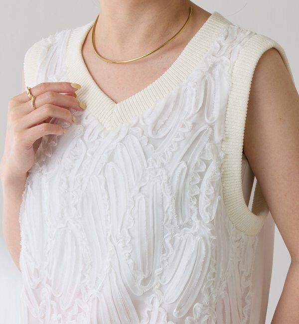  「【大人のレースアイテム】ノースリーブバテンレースブラウス」|シャツ・ブラウス|