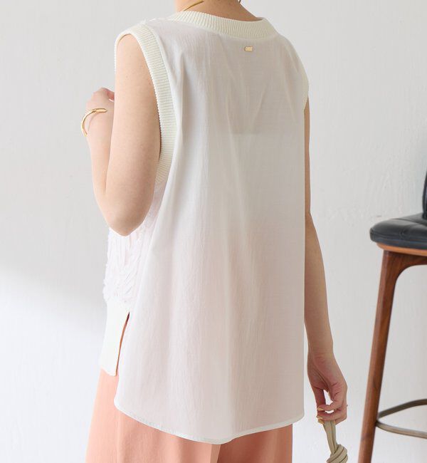  「【大人のレースアイテム】ノースリーブバテンレースブラウス」|シャツ・ブラウス|