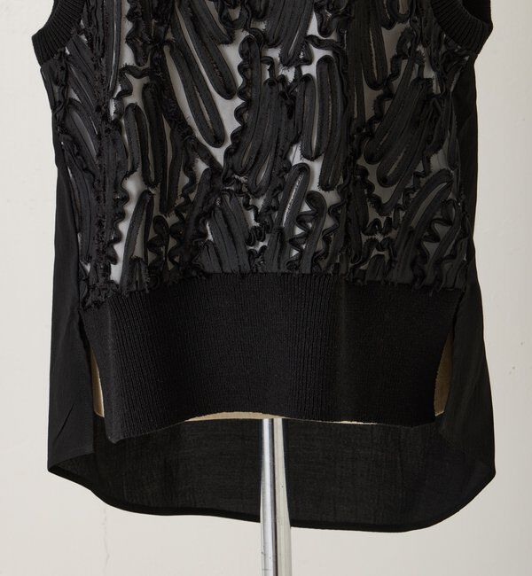  「【大人のレースアイテム】ノースリーブバテンレースブラウス」|シャツ・ブラウス|