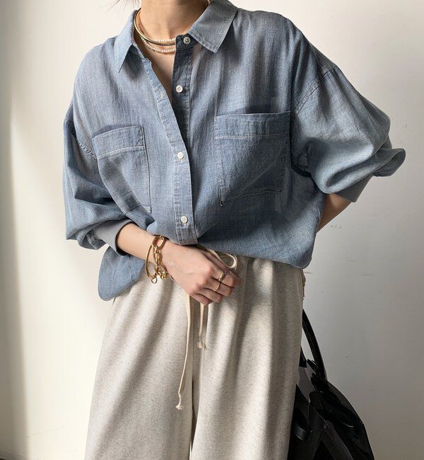  「袖リブシアーデニムシャツ」|シャツ・ブラウス|