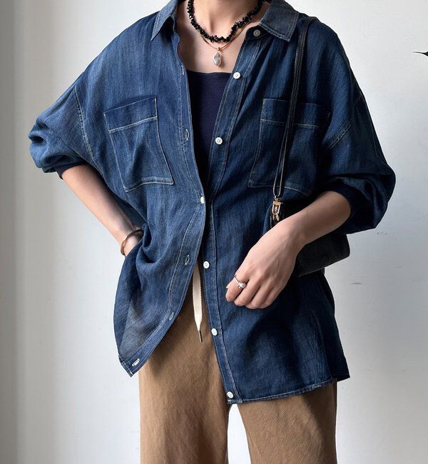  「袖リブシアーデニムシャツ」|シャツ・ブラウス|