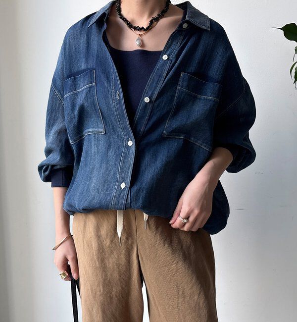  「袖リブシアーデニムシャツ」|シャツ・ブラウス|