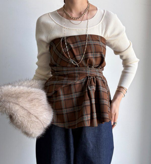  「起毛チェックビスチェ」|シャツ・ブラウス|