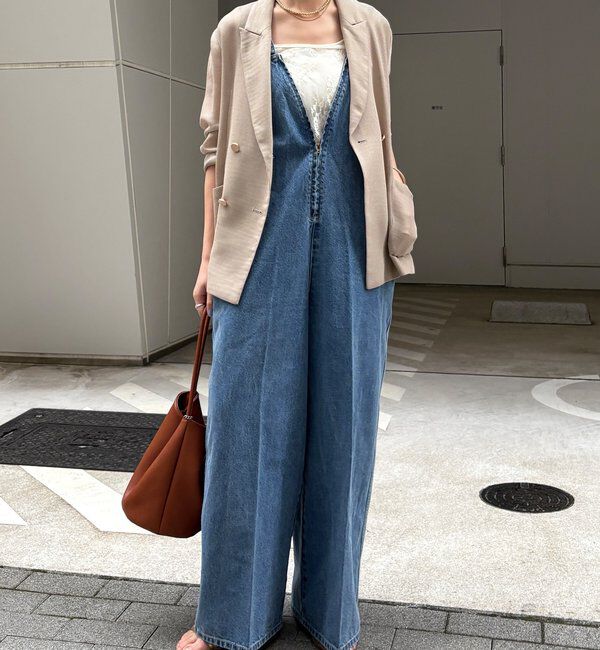  「深Vデニムサロペット」|ワンピース|