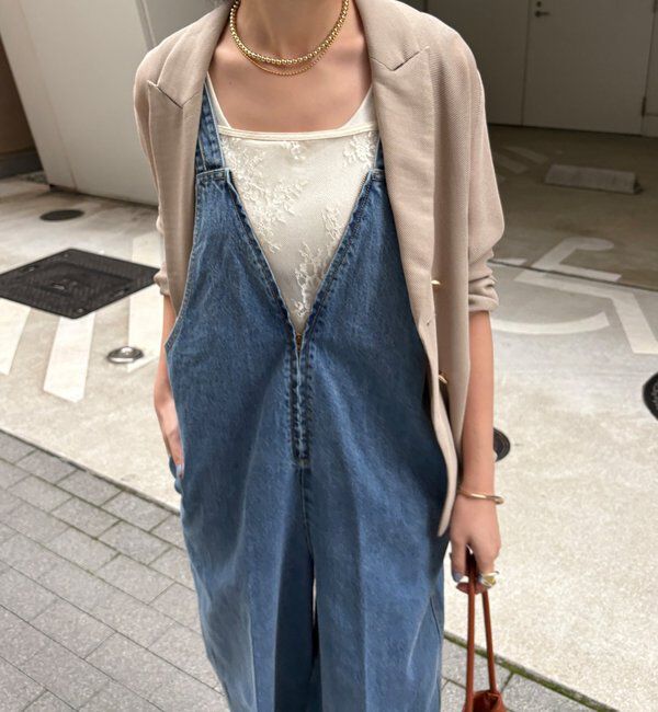  「深Vデニムサロペット」|ワンピース|