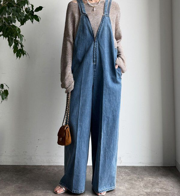  「深Vデニムサロペット」|ワンピース|