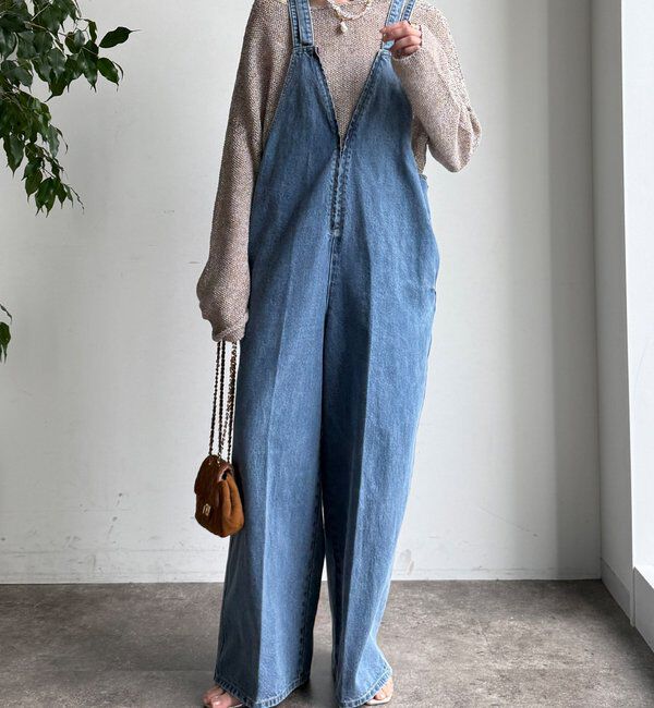  「深Vデニムサロペット」|ワンピース|