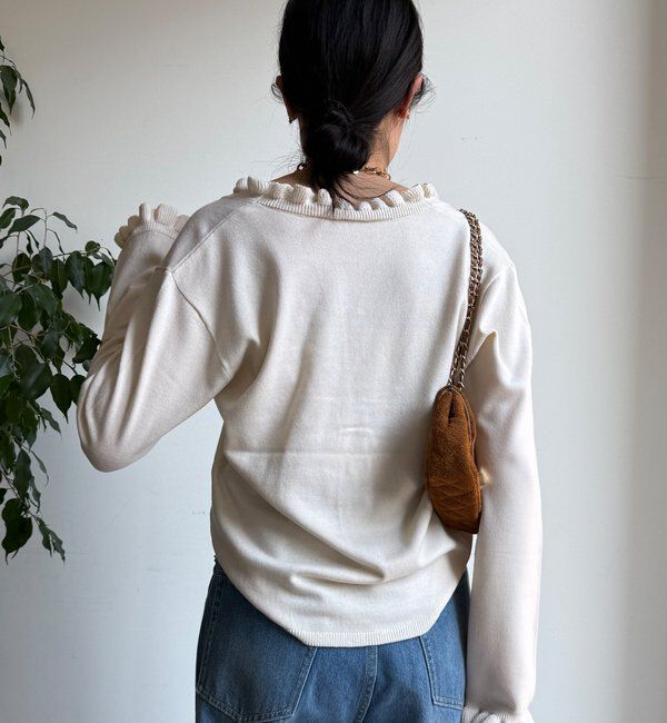  「【WEB限定】ニットフリルカーディガン」|カーディガン|