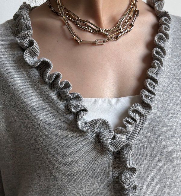  「【WEB限定】ニットフリルカーディガン」|カーディガン|