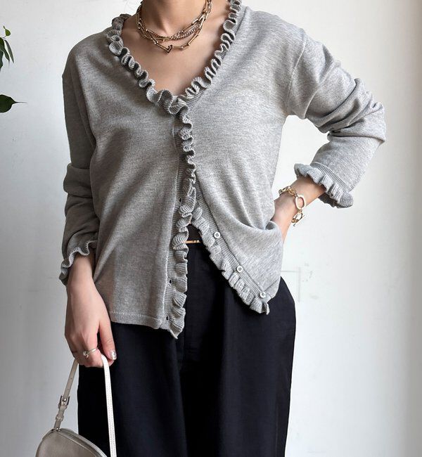  「【WEB限定】ニットフリルカーディガン」|カーディガン|