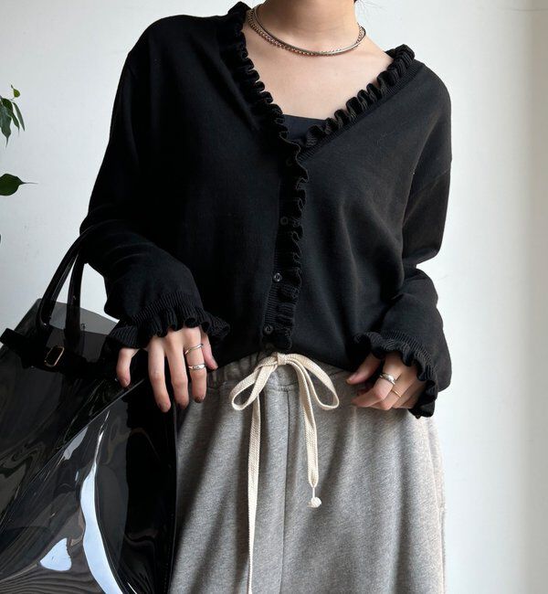  「【WEB限定】ニットフリルカーディガン」|カーディガン|