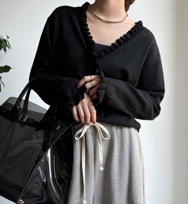  「【WEB限定】ニットフリルカーディガン」|カーディガン|