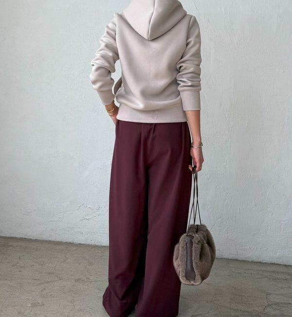  「【ウォッシャブル】【シーズンレスで使える】タックワイドスラックス」|チノ|