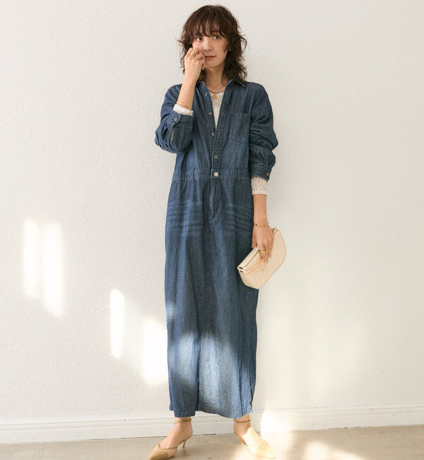  「【MONN&times;Yoshiiiiii】デニムシャツワンピース」|ワンピース|