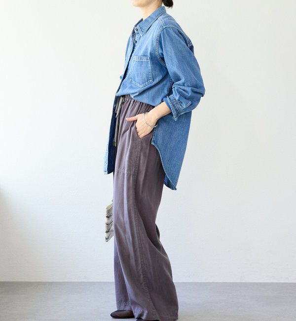  「【セットアップ可能】ガーメントダイワイドパンツ」|チノ|