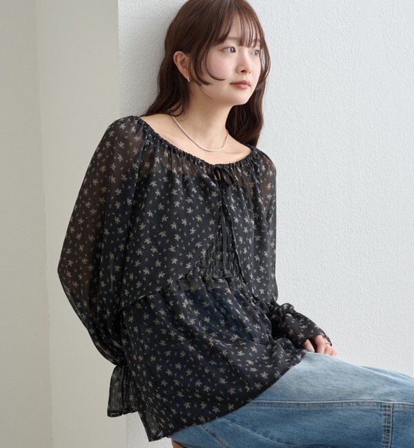  「シアーフラワーキャミボレロSET」|シャツ・ブラウス|ブラック