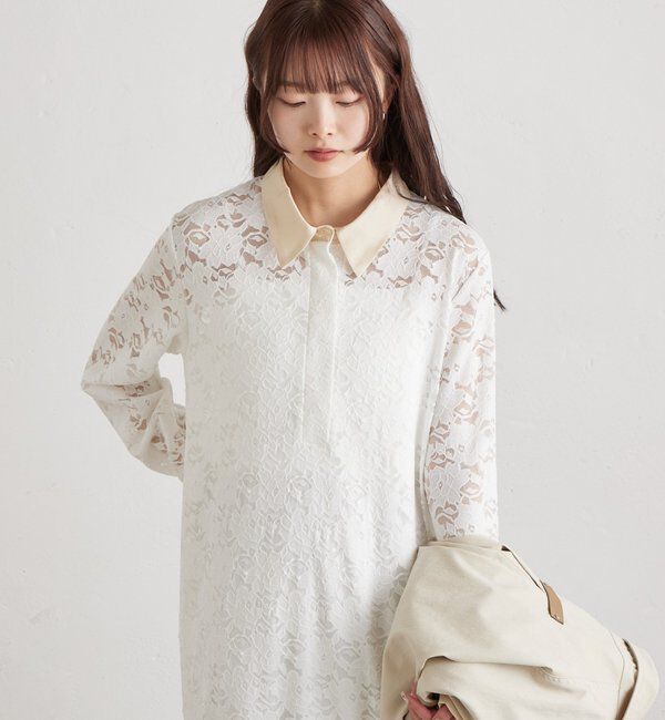  「襟付きレースワンピース」|ワンピース|