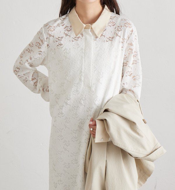  「襟付きレースワンピース」|ワンピース|