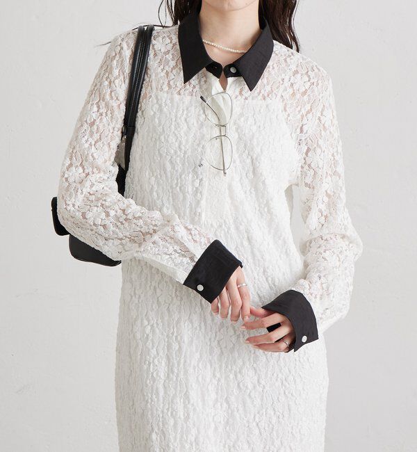  「襟付きレースワンピース」|ワンピース|