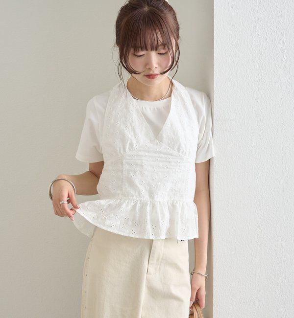  「コットン刺繍ホルターネック」|シャツ・ブラウス|