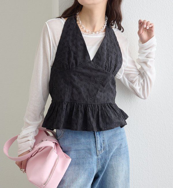  「コットン刺繍ホルターネック」|シャツ・ブラウス|